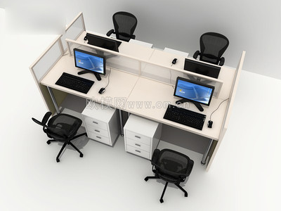 現代辦公桌椅組合3D模型免費下載 高效打造理想辦公空間